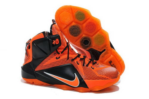 Mens Nike Lebron 12 Ps Elite Orange Black Shoes Factory